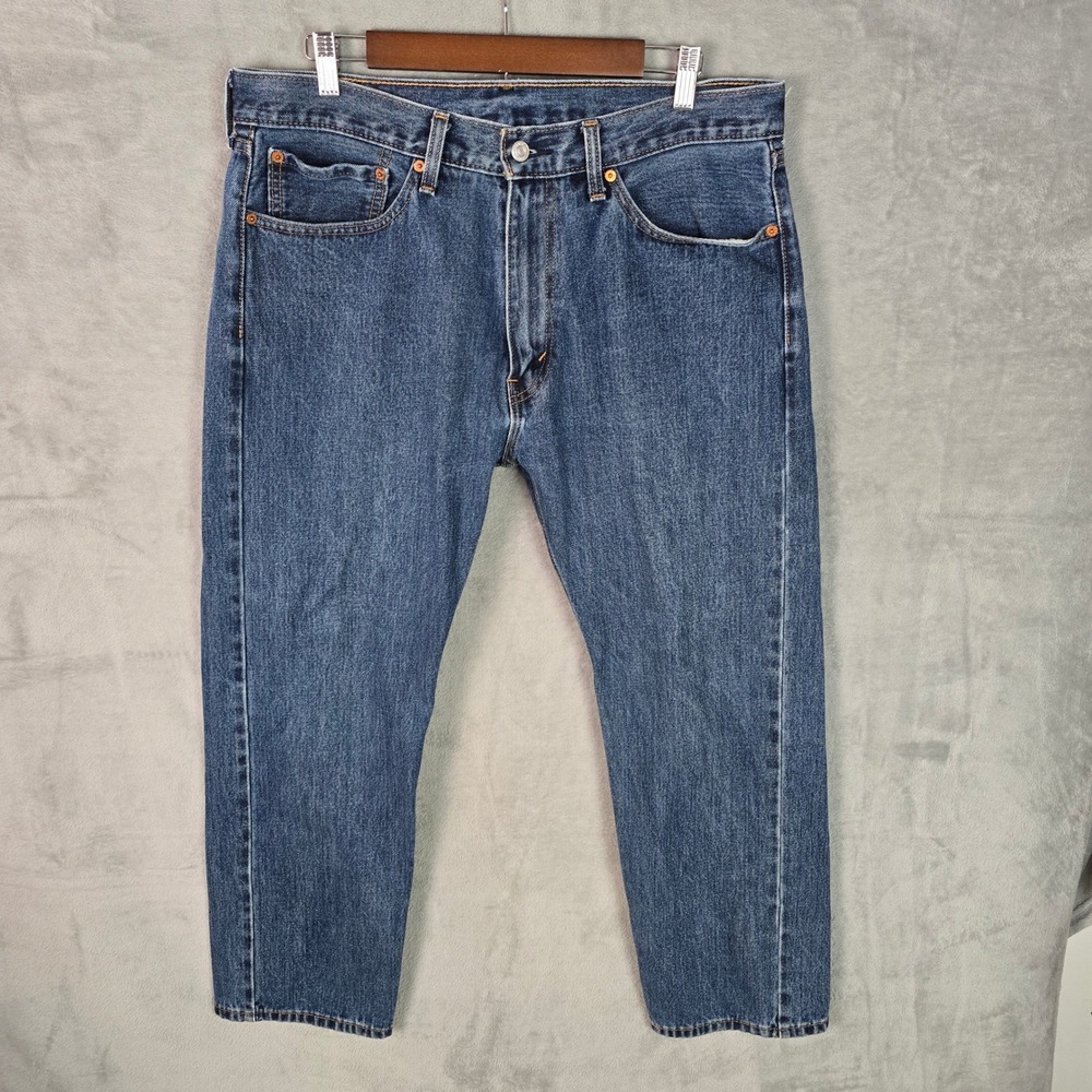 Levis 505‎ Regular Fit Straight Leg Jeans Mens 36x29 Medium Wash Blue Denim